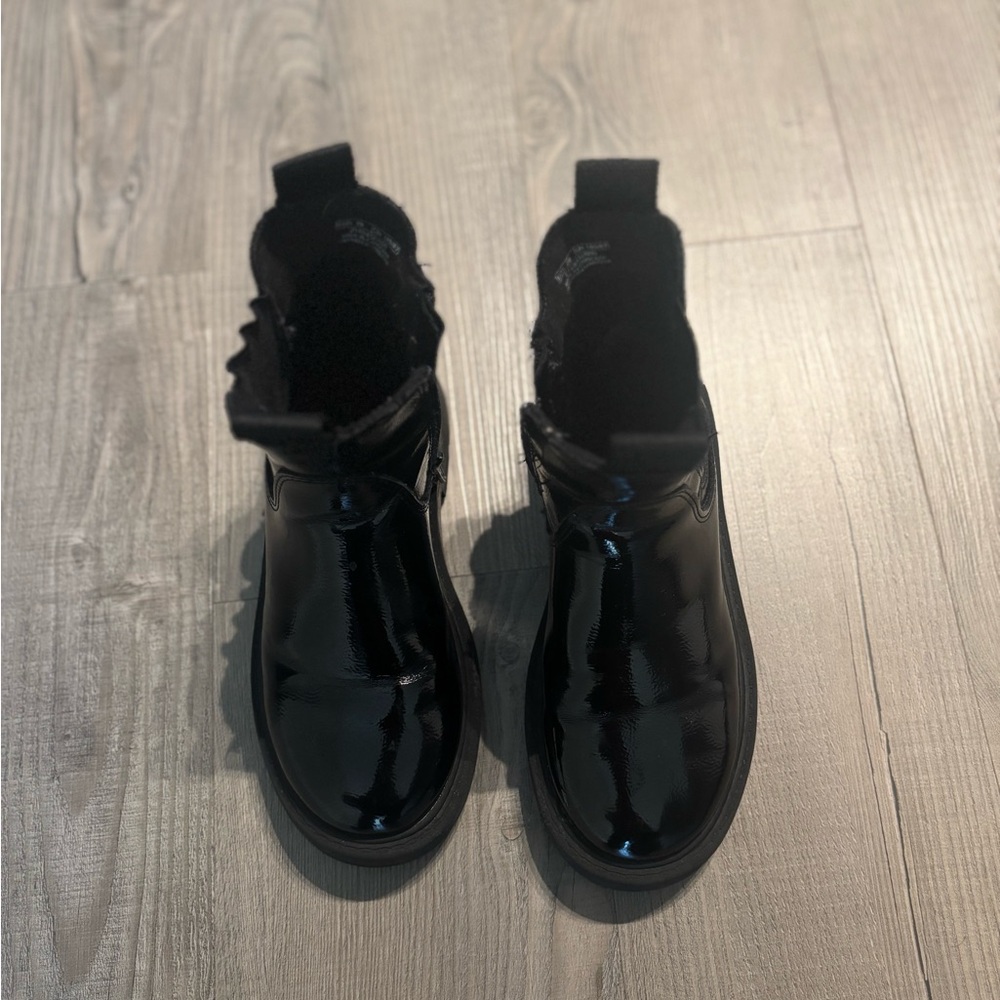 Zara Black Patent Leather Ankle Boots